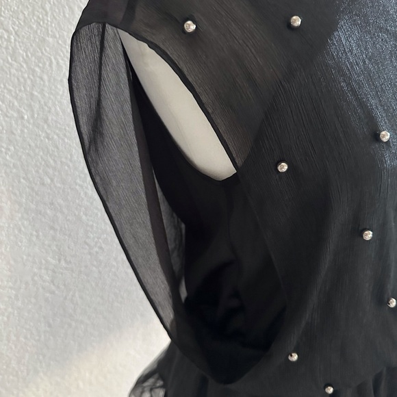 Elegant Black Blouse with Pearl Accents NWOT - Picture 3 of 10